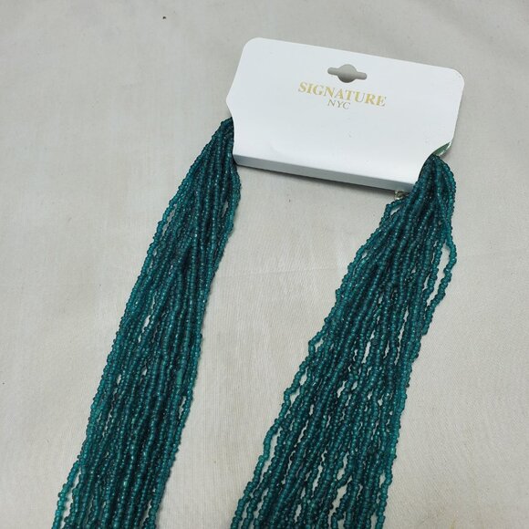 Signature green seed bead multi strand necklace 20 strand - Picture 2 of 8